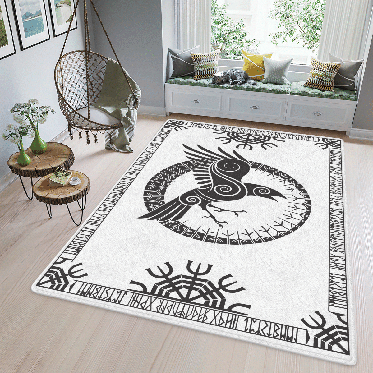 Futhark Viking Round Rug