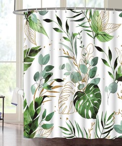 Green Palm Shower Curtain in Tropical Design - Perfect for Bathroom Decor